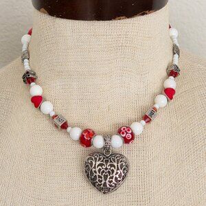 Valentine's Day Beaded Heart Necklace